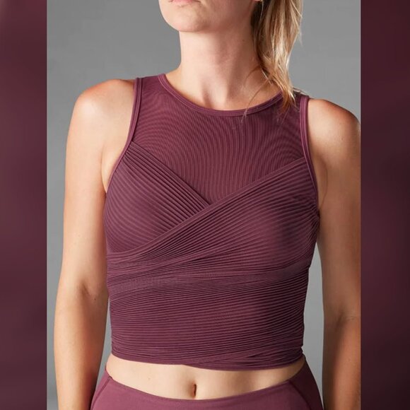 Tavi Noir Athletic Crossover Cropped Mesh Tank with Built in Bra Garnet Size XS - Picture 3 of 7